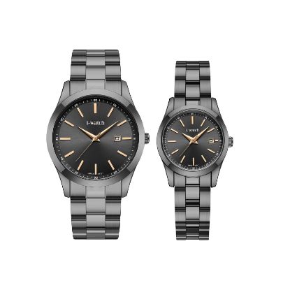 آی واچ کلاسیک فلزی قاب دودی صفحه دودی بند دودی ست 190335