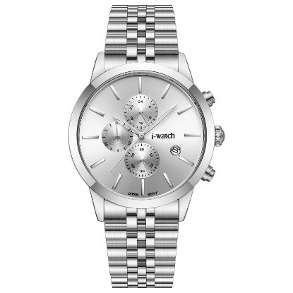 آی واچ کرونوگراف فلزی قاب استیل صفحه سیلور بند استیل مردانه 190323