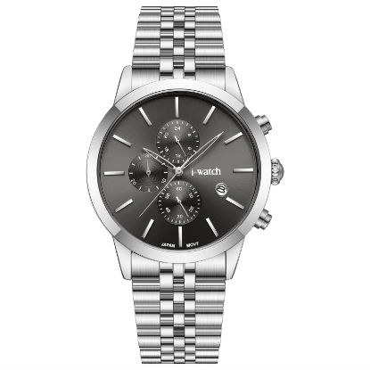 آی واچ کرونوگراف فلزی قاب استیل صفحه دودی بند استیل مردانه 190323