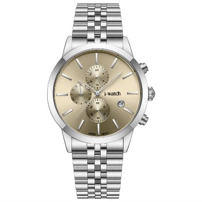 آی واچ کرونوگراف فلزی قاب استیل صفحه کرم بند استیل مردانه 190323