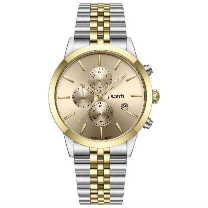 آی واچ کرونوگراف فلزی قاب دورنگ صفحه کرم بند دورنگ مردانه 190323