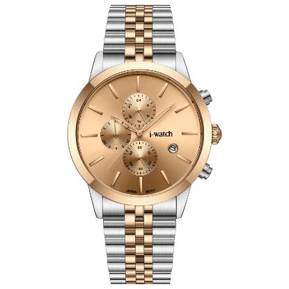 آی واچ کرونوگراف فلزی قاب دورنگ رزگلد صفحه رزگلد بند دورنگ رزگلد مردانه 190323