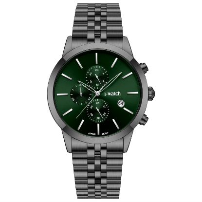 آی واچ کرونوگراف فلزی قاب دودی صفحه سبز بند دودی مردانه 190323