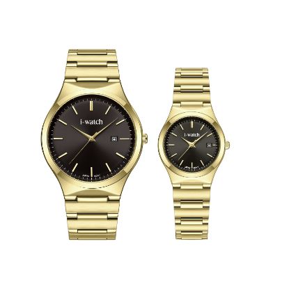 آی واچ کلاسیک فلزی قاب طلایی صفحه مشکی بند طلایی ست 190330