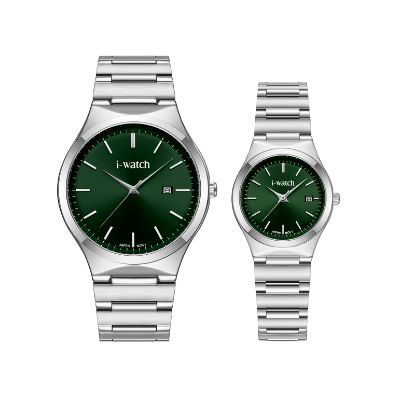 آی واچ کلاسیک فلزی قاب استیل صفحه سبز بند استیل ست 190330