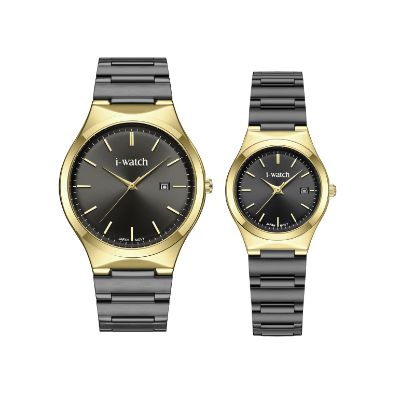 آی واچ کلاسیک فلزی قاب طلایی دودی صفحه دودی بند طلایی دودی ست 190330