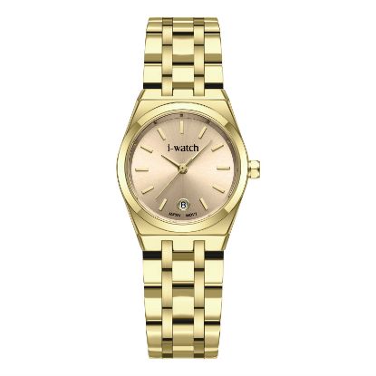 آی واچ کلاسیک فلزی قاب طلایی صفحه کرم بند طلایی زنانه بدون نگین 190331